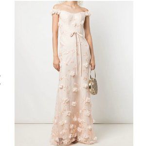 Marchesa Notte Dress - Light Pink, Floral Embroidered, Floor-Length Dress